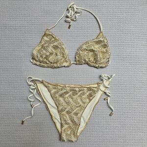 CHIO Gold and Cream Women's Bikini Set L